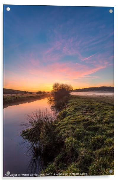 Brading Marsh Sunset Acrylic by Wight Landscapes