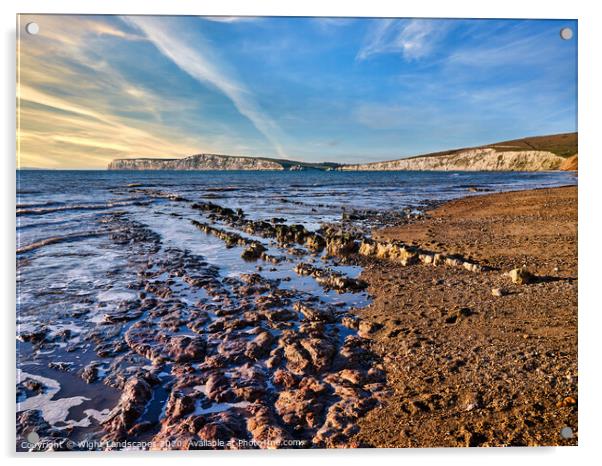 Christmas Day At Compton Bay Acrylic by Wight Landscapes