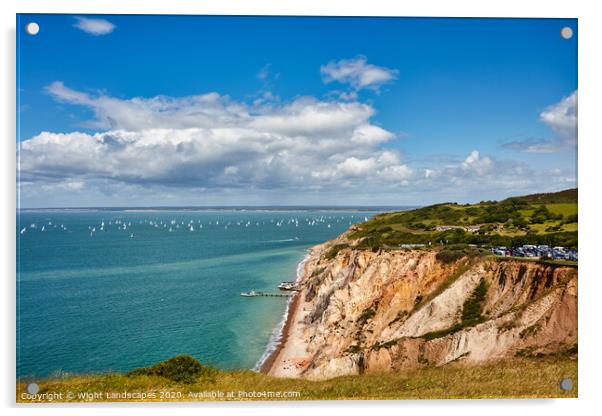 Round The Island Race At Alum Bay Acrylic by Wight Landscapes