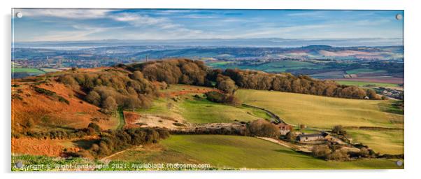 St Catherines Hill Panorama Acrylic by Wight Landscapes