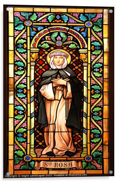 Our Lady Of Sorrows Stain glass Acrylic by Wight Landscapes