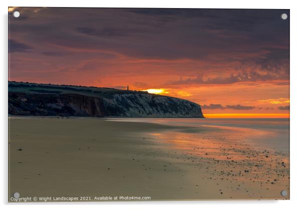 Dawn At Sandown Isle Of Wight Acrylic by Wight Landscapes