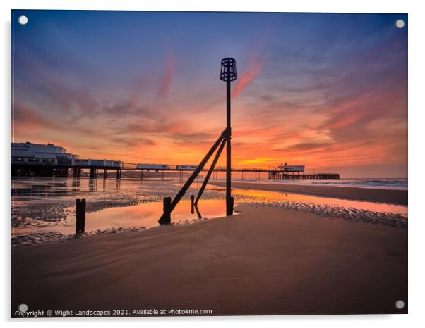 Sandown Pier Isle Of Wight Acrylic by Wight Landscapes