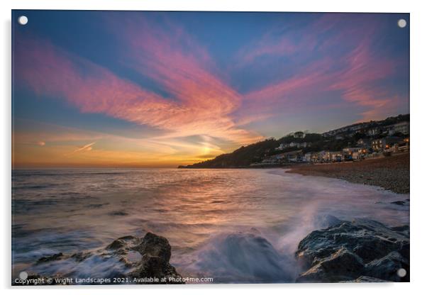 Ventnor Beach Sunset Isle Of Wight Acrylic by Wight Landscapes