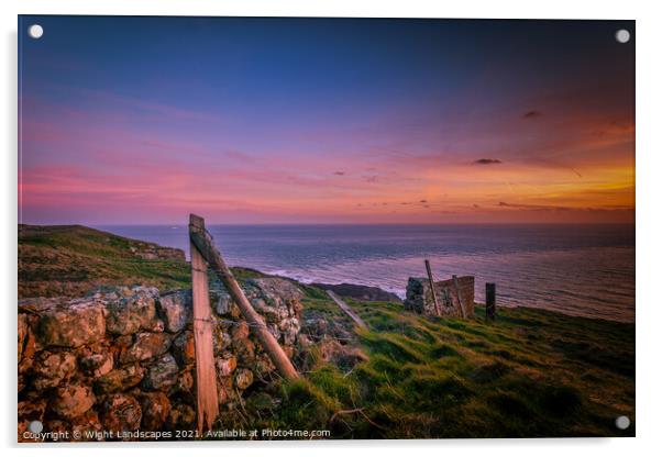 Gore Cliff Sunset Acrylic by Wight Landscapes