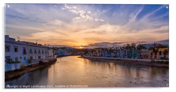Sunset Over The Rio Galao Tavira Portugal Acrylic by Wight Landscapes