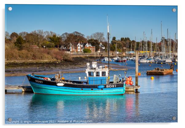 Lymington River Fishing Boat Acrylic by Wight Landscapes