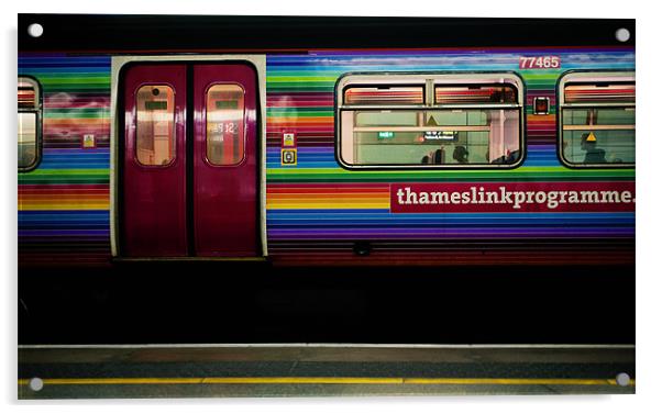 London Train Acrylic by Michael Marker