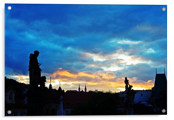 Prague sunset Acrylic by Michael Marker