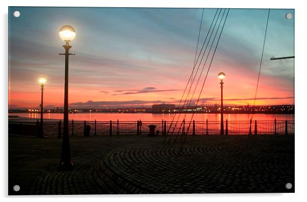 Sunset At The Albert Dock Acrylic by Sandra Buchanan