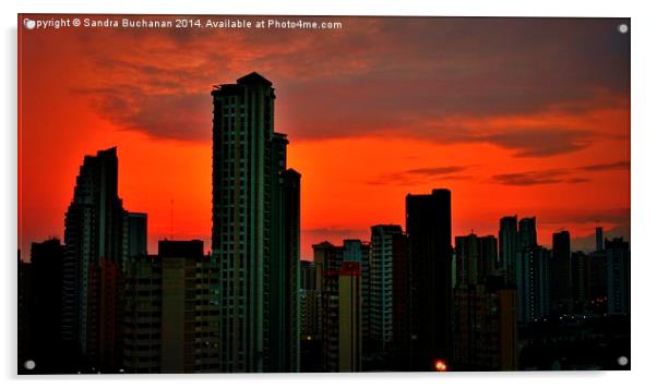 Benidorm Sunset Acrylic by Sandra Buchanan