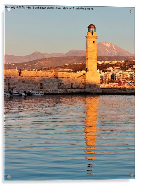  Réthymno Lighthouse Crete Acrylic by Sandra Buchanan