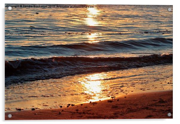  Sunset on Waves Acrylic by Sandra Buchanan