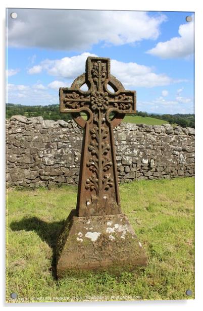 Stone Celtic Cross Acrylic by HELEN PARKER