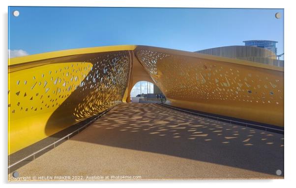 Swansea's Landmark Copr Bay Bridge Acrylic by HELEN PARKER