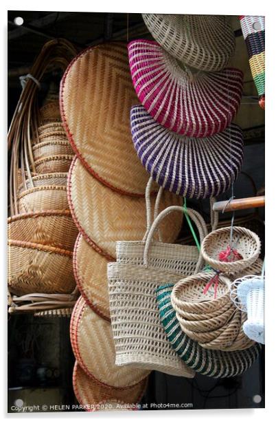 Hanoi market baskets Acrylic by HELEN PARKER