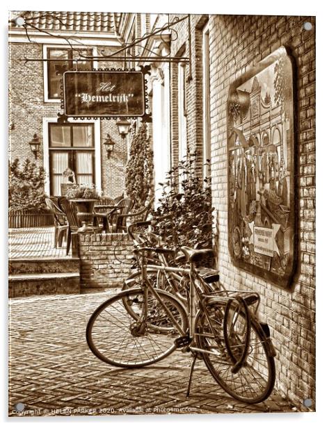 Bicycles of Franeker, Holland Acrylic by HELEN PARKER