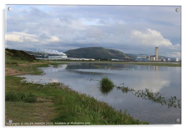  Neath Estuary Crymlyn Burrows  Acrylic by HELEN PARKER