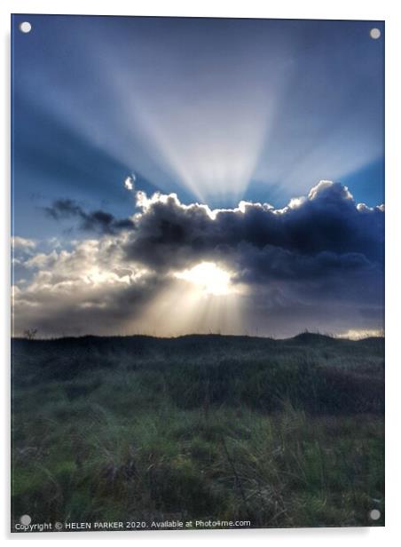 Sunburst behind clouds Acrylic by HELEN PARKER