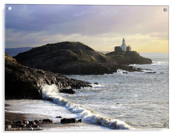 Mumbles Lighthouse, and Bracelet Bay Acrylic by HELEN PARKER