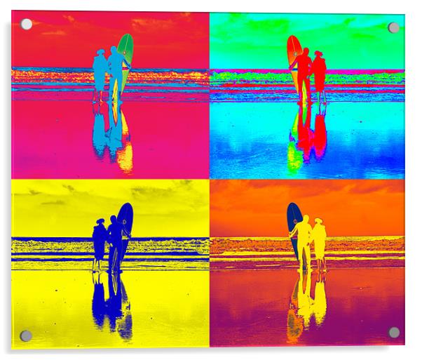 Surf lovers Acrylic by Tony Reddington