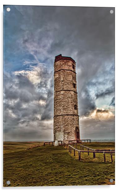 The Old Lighthouse Flamborough Acrylic by David Hollingworth