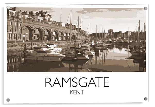 Ramsgate Harbour, Vintage Railway Style Acrylic by Karen Slade