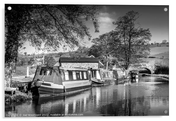 Narrowboats on Brecon Canal Acrylic by Joel Woodward