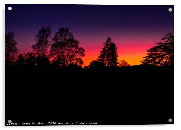 sunset silhouette Acrylic by Joel Woodward
