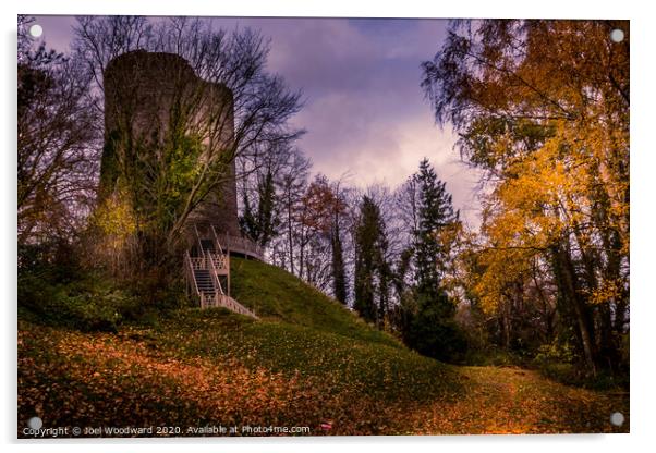 Bronllys Castle Autumn Acrylic by Joel Woodward