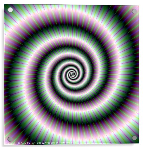 Coiled Spiral in Green and Violet Acrylic by Colin Forrest
