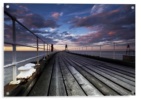 Whitby Pier Acrylic by Dave Hudspeth Landscape Photography