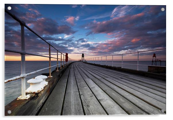 Whitby Pier Acrylic by Dave Hudspeth Landscape Photography
