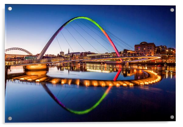Rainbow Bridge, Tyneside Acrylic by Dave Hudspeth Landscape Photography