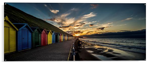 Whitby Beach Huts at Sunset Acrylic by Dave Hudspeth Landscape Photography