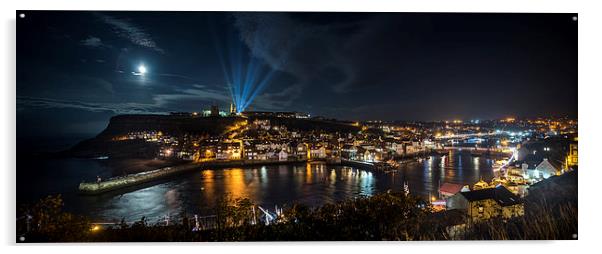 Whitby at Night Panoramic Acrylic by Dave Hudspeth Landscape Photography
