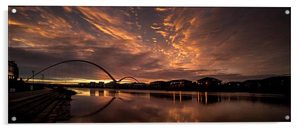 The Infinity Bridge Sunrise  Acrylic by Dave Hudspeth Landscape Photography