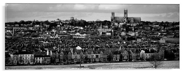 Lincoln cathedral with  city Rooftops & Spires Acrylic by Jon Fixter