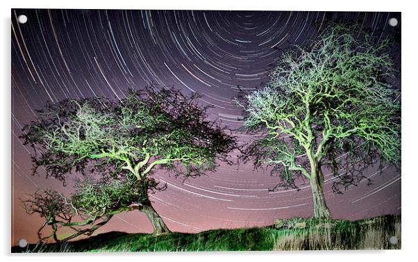  Stars trail Dance of the Night Acrylic by Jon Fixter
