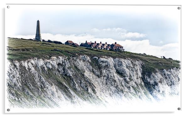 Clifftop Monument Acrylic by Ian Johnston  LRPS