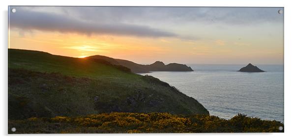 Cornwall: Sunset over the Rumps Acrylic by Rob Parsons
