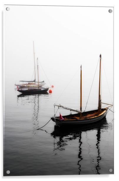 Foggy Boats Acrylic by Mary Lane