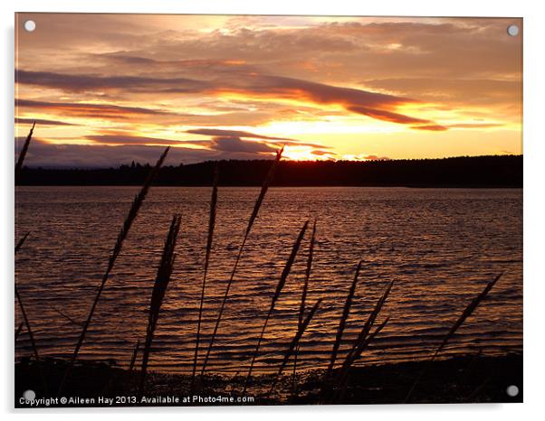 Sunset Glow Over Findhorn Bay Acrylic by Aileen Hay