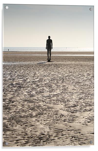 Silhouette Iron Man Crosby Beach Acrylic by Phillip Orr