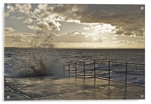 Crosby Beach Wave Splash Acrylic by Phillip Orr
