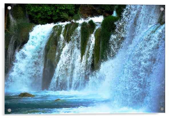  Waterfalls in Krka National Park Acrylic by Joanna Kulawiak
