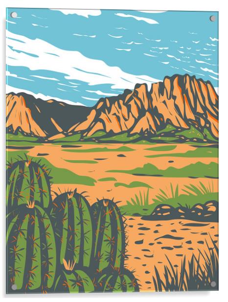 Chihuahuan Desert covering parts of Big Bend National Park in Mexico and southwestern United States WPA Poster Art Acrylic by Aloysius Patrimonio