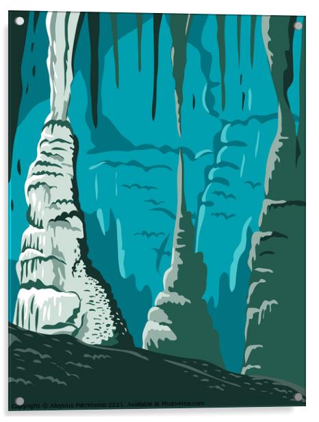 Carlsbad Caverns National Park in Guadalupe Mountains New Mexico United States WPA Poster Art Color Acrylic by Aloysius Patrimonio
