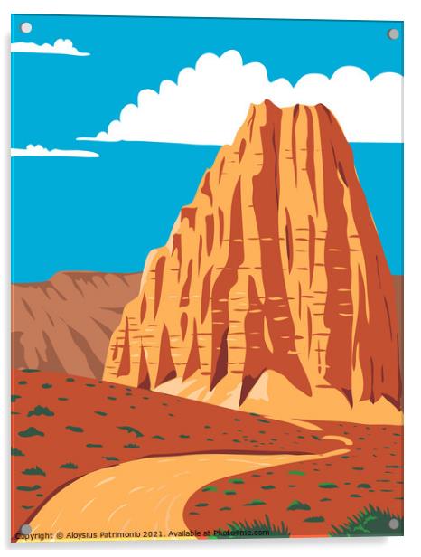 Cathedral Valley Loop in Capitol Reef National Park South-Central Utah United States WPA Poster Art Color Acrylic by Aloysius Patrimonio