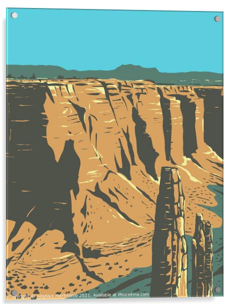 Spider Rock Sandstone Spire in Canyon De Chelly National Monument on Navajo Tribal Lands in Arizona WPA Poster Art Acrylic by Aloysius Patrimonio